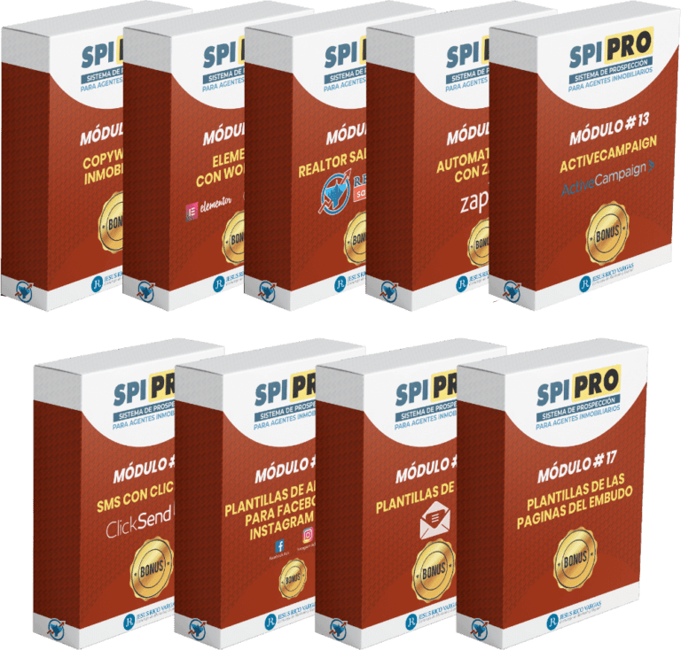 Las cajas de los nueve bonos del Curso SPI-PRO