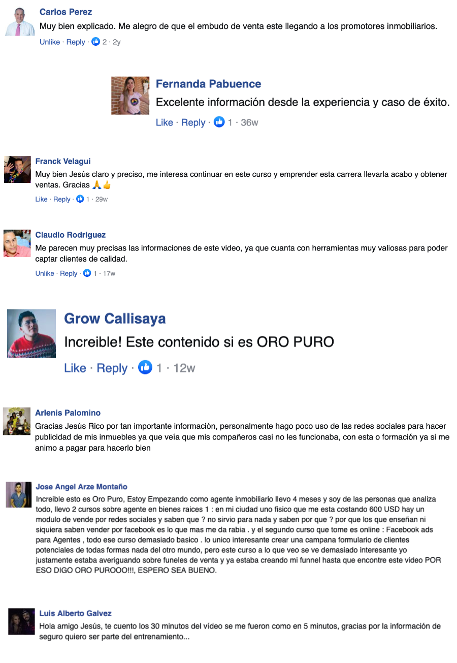 Mensajes de agentes inmobiliarios que cuentan sus resultados tras formarse con Jesús Rico Vargas